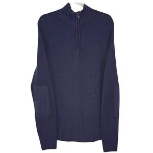 Banana Republic Blue 1/4 Zip Sweater Elbow Patches Men's L